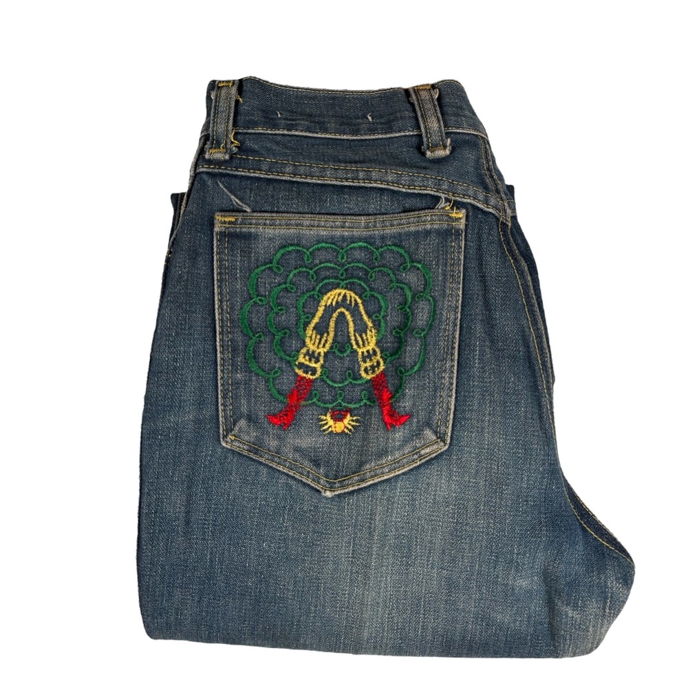 True VTG Maverick Embroidered PocketJeans Sz‎ 11 Denim 1970's USA Made
